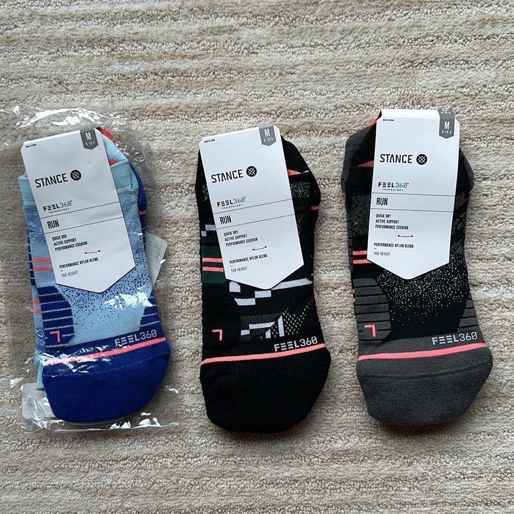 3 Pairs of Stance Socks Feel 360 Run Performance Socks Tab Ankle Height Medium - Picture 2 of 13